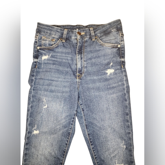 H&M &DENIM Super Skinny High Waist Ankle Distressed Jeans - Picture 2 of 7